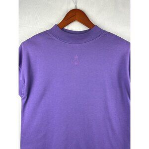 Steppingstones Womens Purple Short-Sleeve Top M 65% Polyester 35% Cotton Crest L